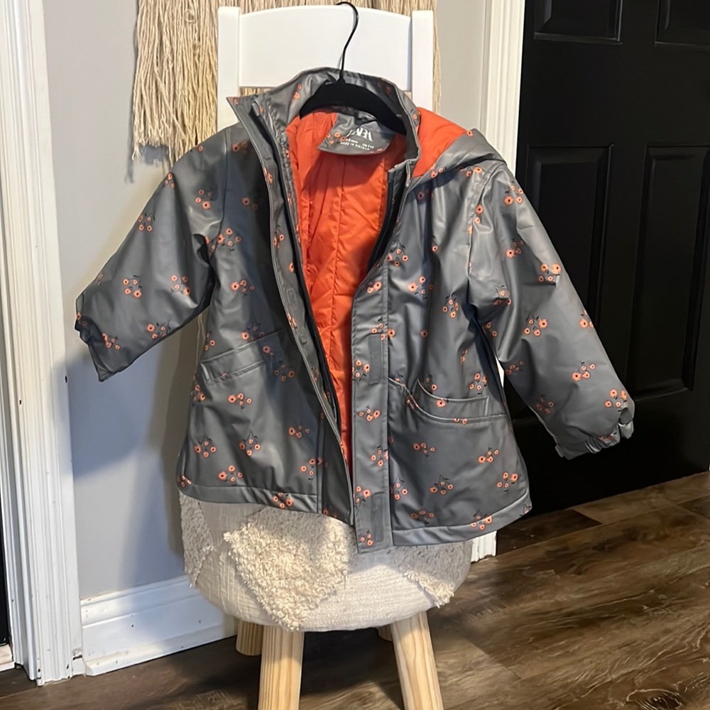 Zara olive/orange hooded jacket. Perfect condition.